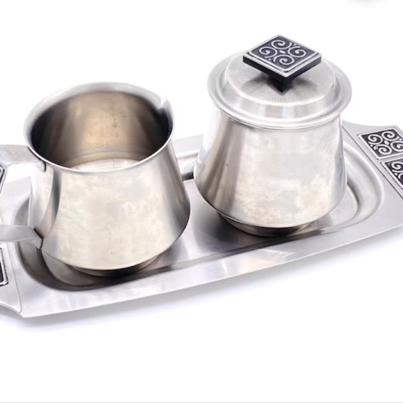 Rogers Insilco Stainless MCM sugar and creamer set - Picture 7 of 7